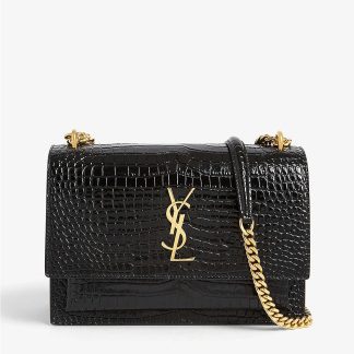 Replica Top Quality High SAINT LAURENT - Sunset croc-embossed medium leather shoulder bag Yves Saint Laurent SAS